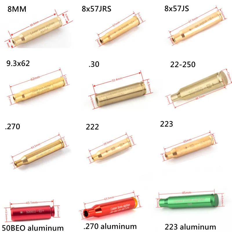 Red Laser Boresighter 9mm 12GA 20GA .223 .308 5.45x39 7.62x39 Laser Collimator 9x19 Red Dot Laser Bore Sighter