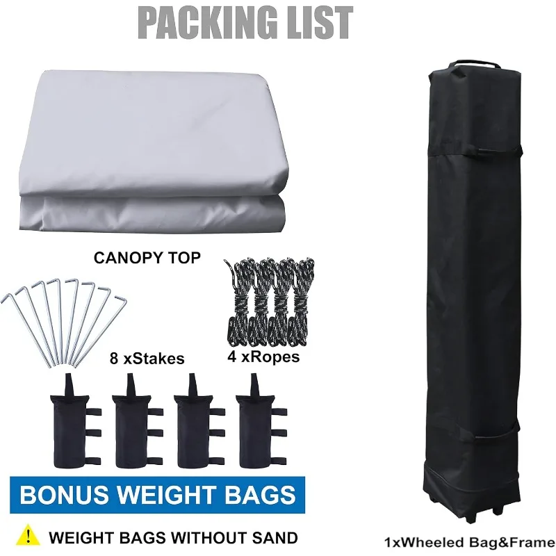 Barraca pop-up portátil com dossel com base grande