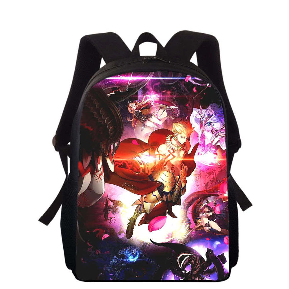 Mochila con estampado 3D de Anime Fate Gilgamesh para niños y niñas, morral escolar de 15 pulgadas, mochilas para libros