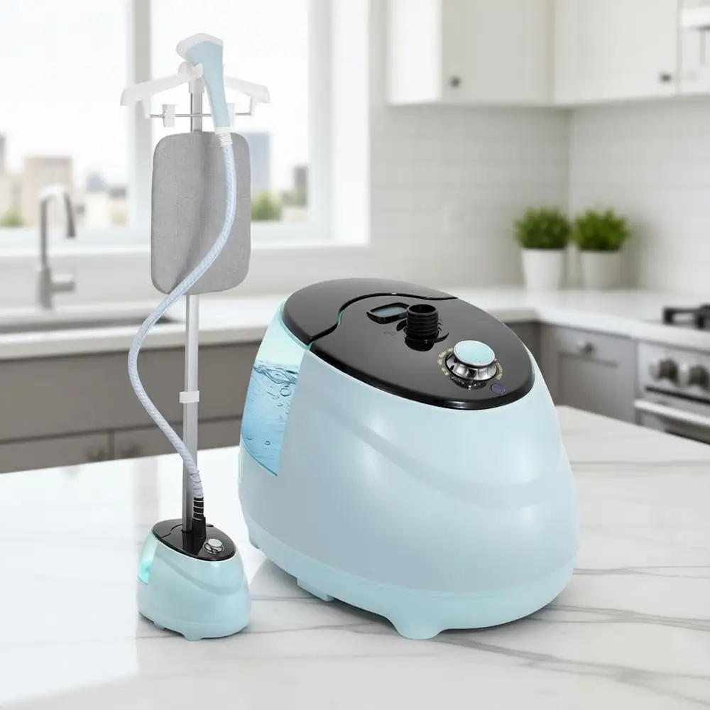 

Отпариватель для одежды с гладильной доской, емкость для воды 1,8 л, 10 режимов, для домашнего и коммерческого использования, синий