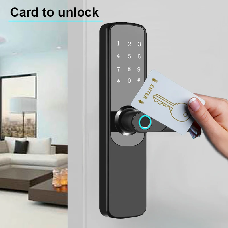 TUYA Smart Fingerprint Door Lock App Remote Control 9 Languages Voice Keyless WIFI Digital Touchscreen Lock NFC IP67 Waterproof