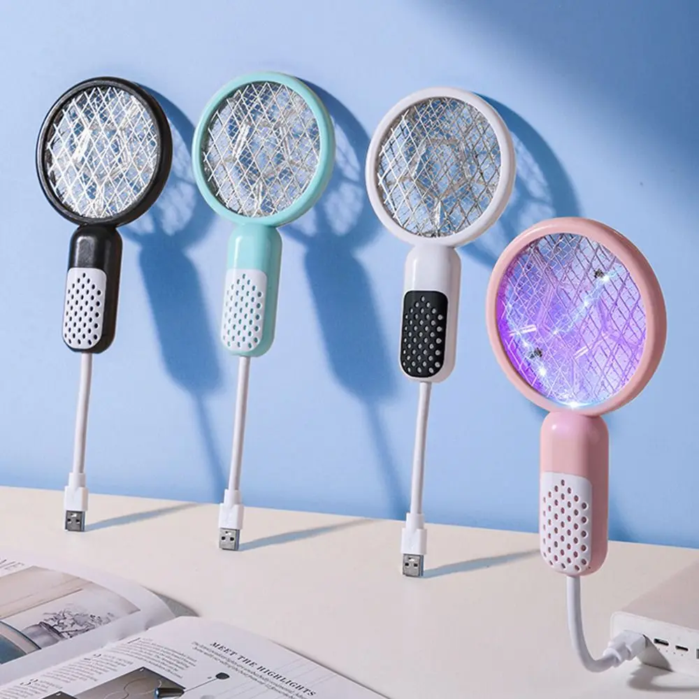 

Mini USB Mosquito Swatter Electric Shock UV Light Insect Racket Portable Simple Physical Mosquito Trap Racket Camping
