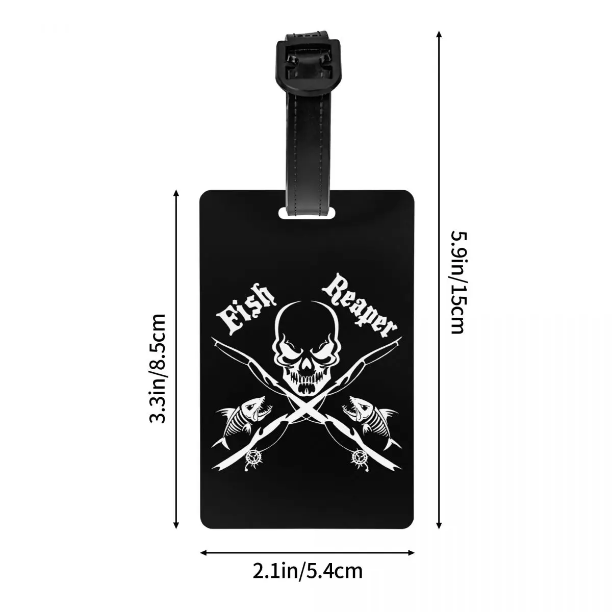 Custom Fish Reaper Skull Luggage Tag Privacy Protection Fisherman Fishing Baggage Tags Travel Bag Labels Suitcase