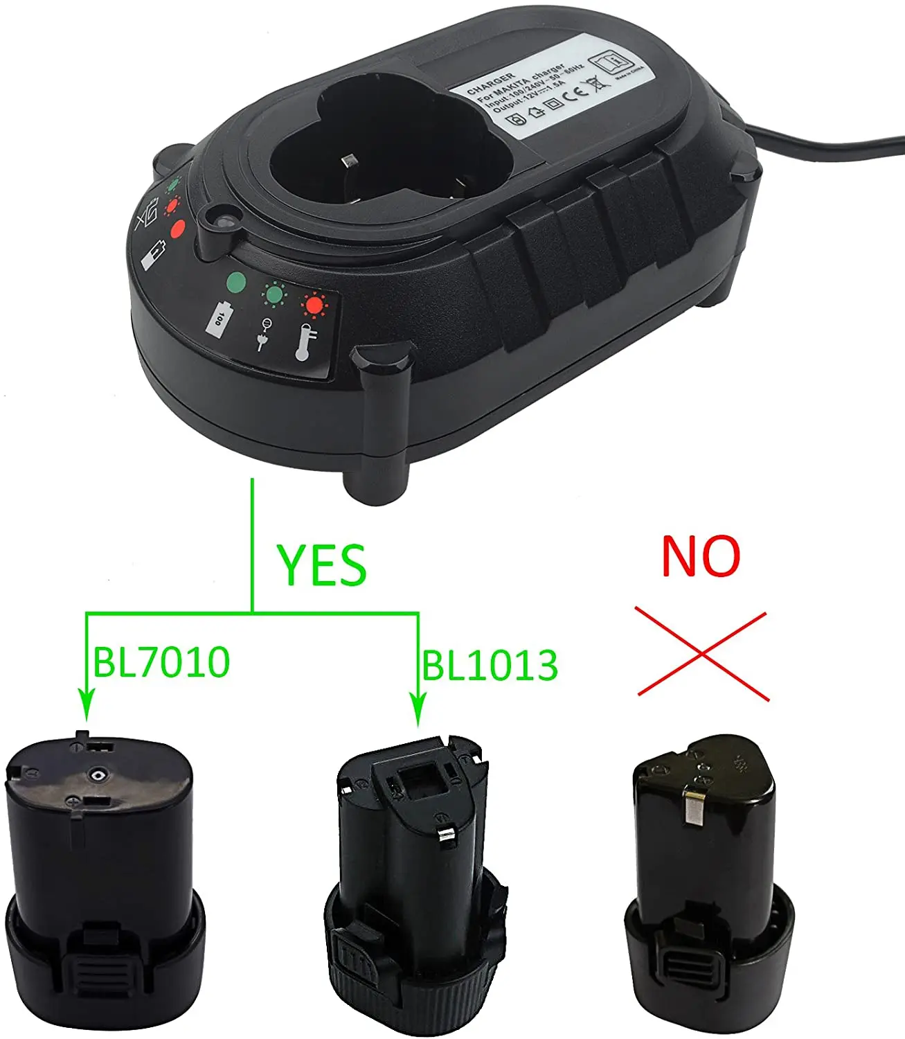 Replacement Battery Chargerr For Makita 10.8V/12V Lithium Battery BL1013 BL1014 BL7010 DC10WA US/EU Plug Optional