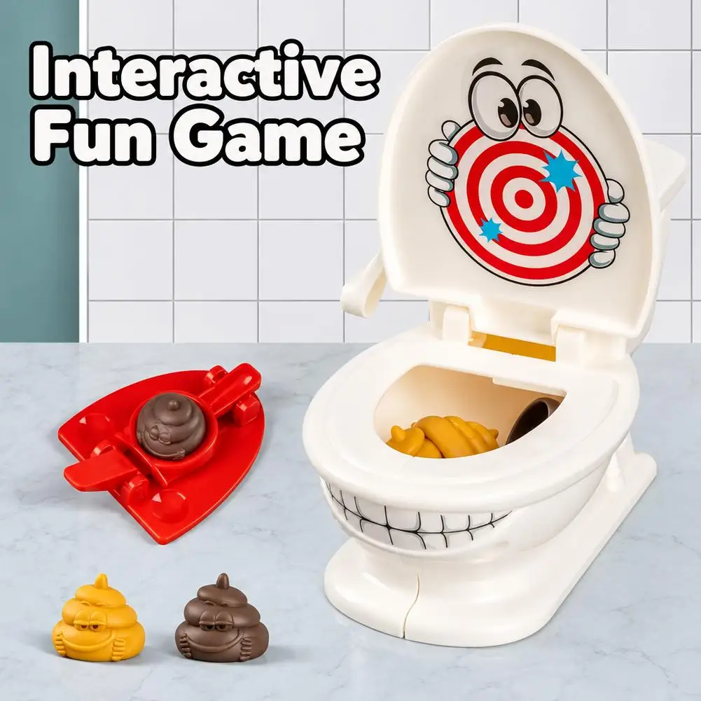 Mini Toilet Poop Launcher Toy Anti Stress Desktop Gam Two Person Interactive Catapult Toy Interactive Poop Throwing Target Game