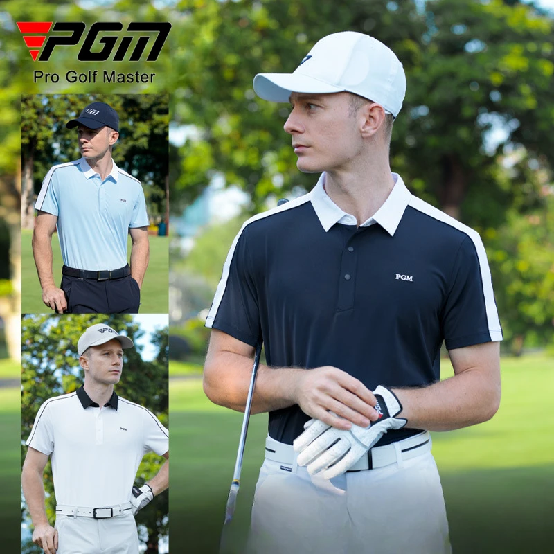 PGM Men Golf Short Sleeved T-shirt Spring Summer Quick Drying Cool Feeling Polo Top YF794