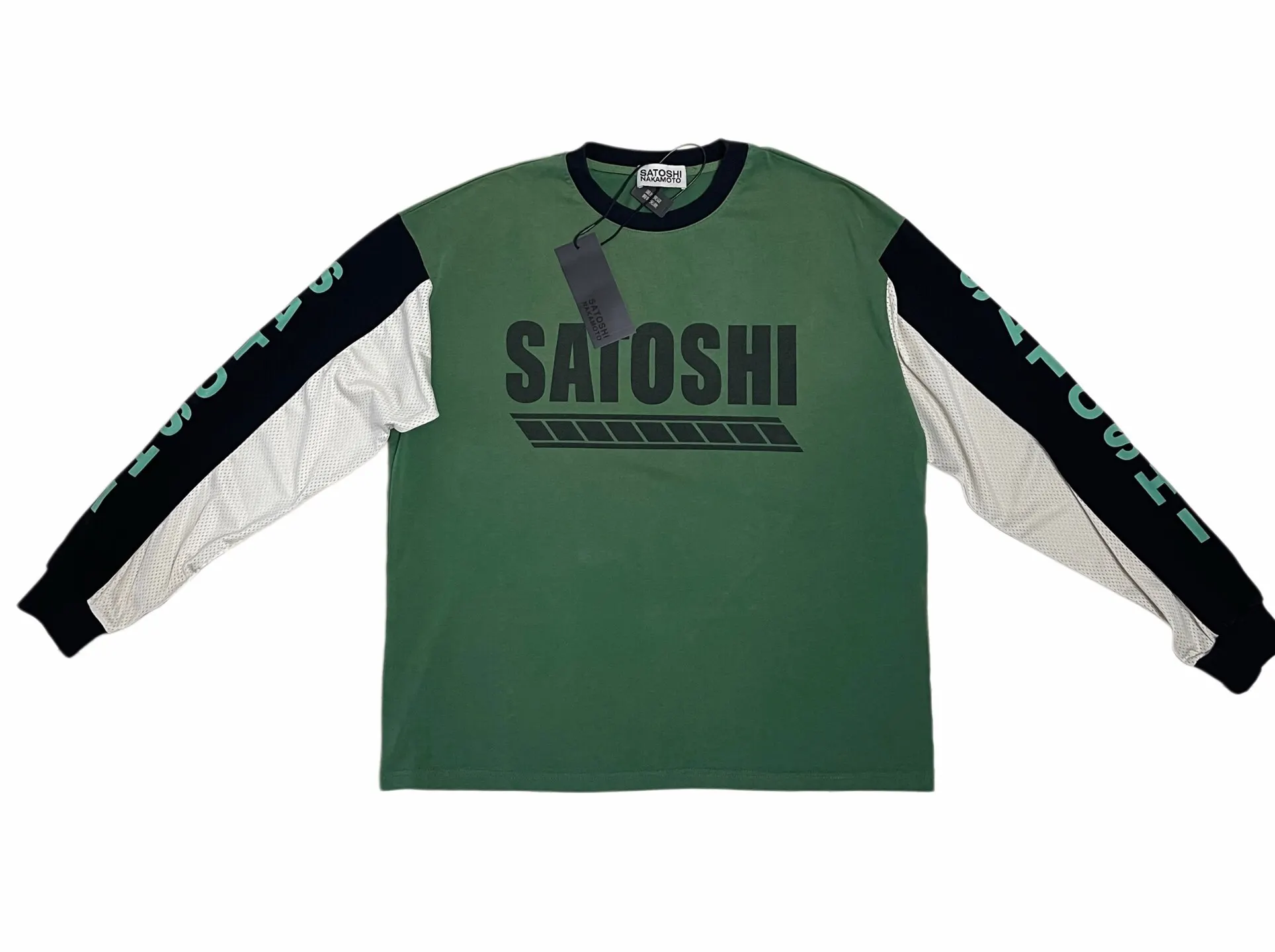 Satoshi Nakamoto Vintage Patchwork Long Sleeve T Shirt Men Women Oversized Letter Print Streetwear Casual Layering Top