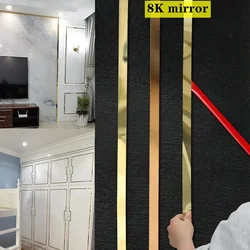 3M stainless steel flat metal decorative strip Ceiling Edge Line mirror background wall stickers for living room decor gold tape