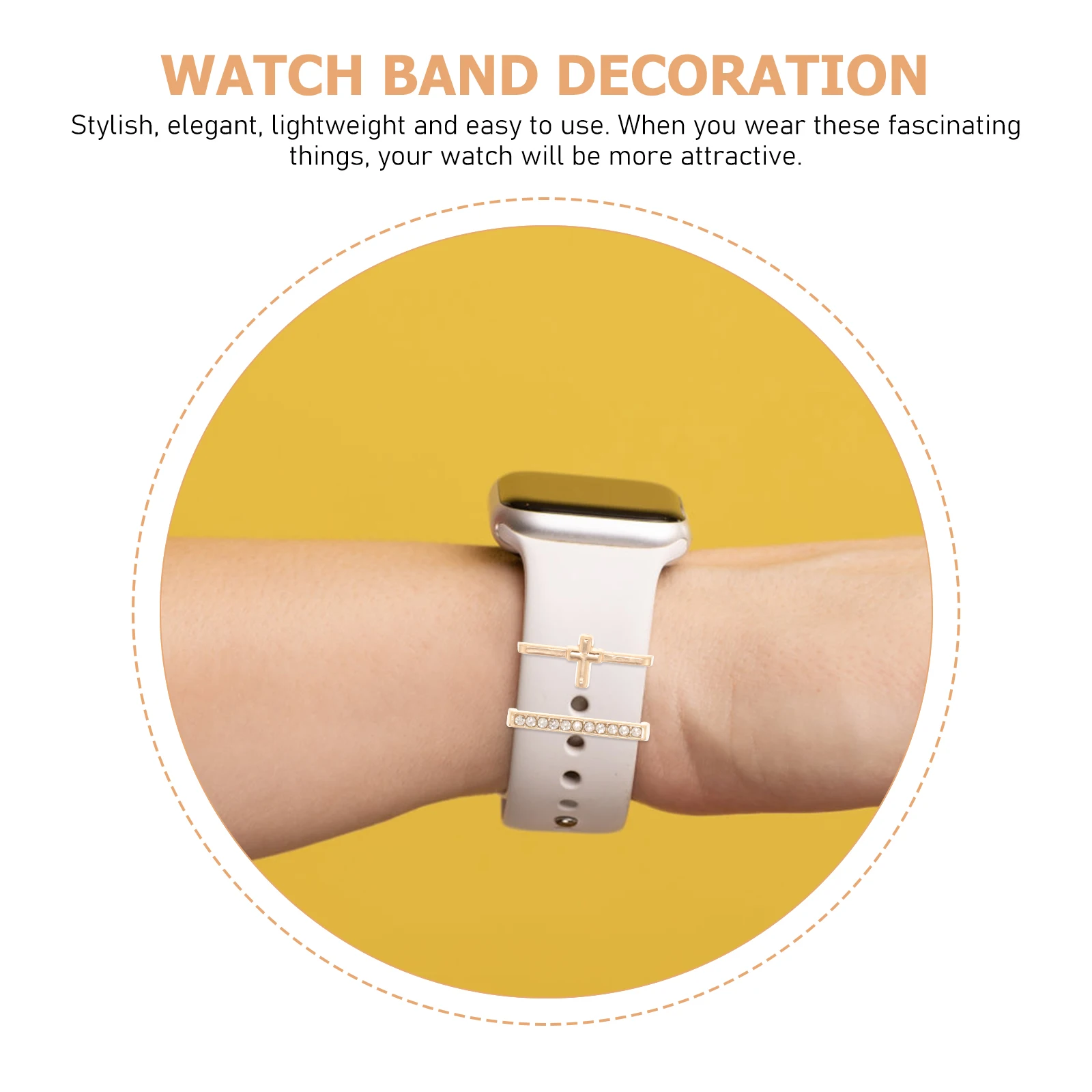 

5 Pcs Watchband Rings for Silicone Watch Band Decorative Charms Unique Cross Metal Excellent Craftsmanship Stable