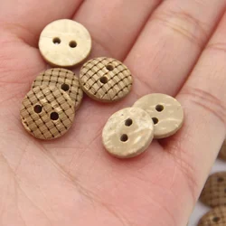 2 Holes Natural Grid Plaid Wood Coconut Sewing Buttons For Clothes White Baby Blouse Shirt Eco-friendly Decorations Wholesale