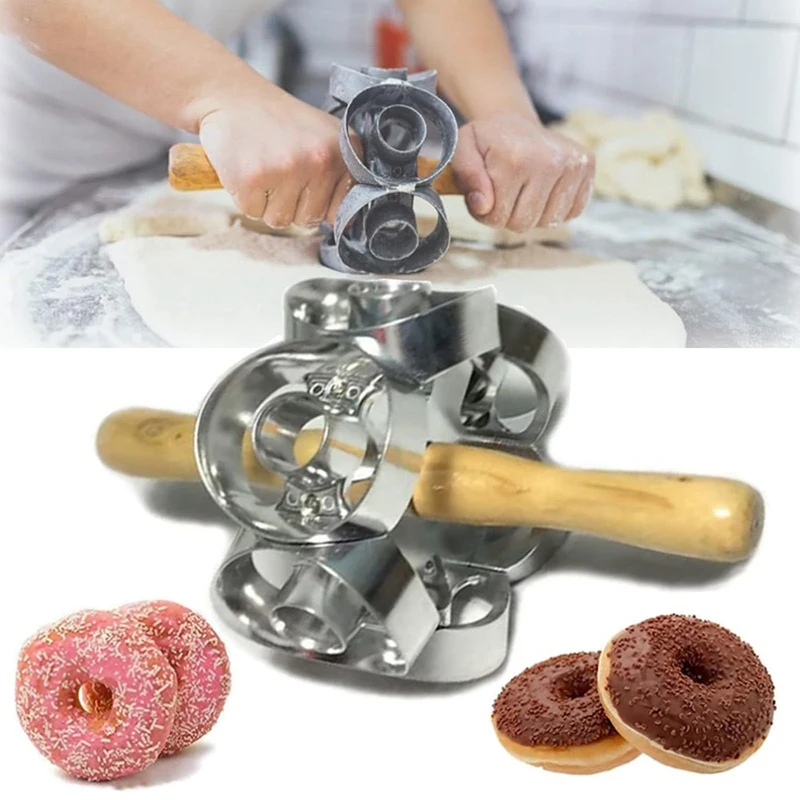 Donut Mold, Donut Cookie Cutter, 6 Cavity Non-Stick Donut Cutter Cookie Mold, Professional Baking Dough Tools