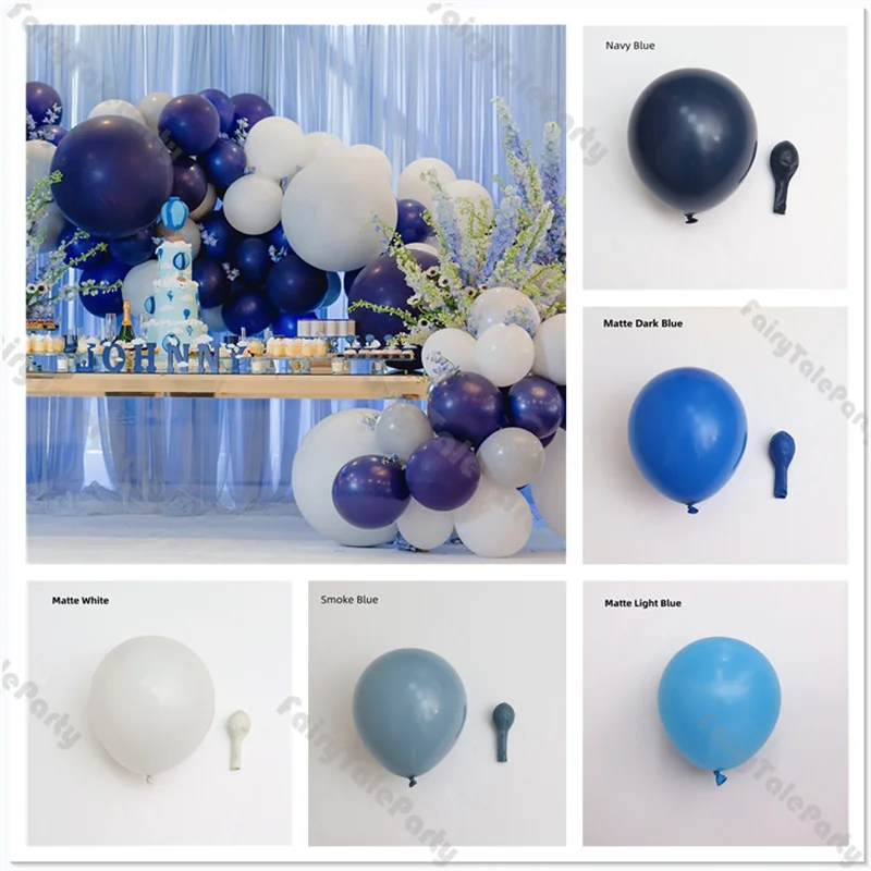 Navy Blue White Balloons Set Baptism Boys Baby Shower Birthday Party Wedding Anniversart 5/10/12inch 100pcs Decorations Supplies