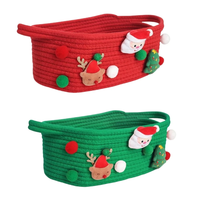 

Christmas Present Holder Santa Themed Storage Basket for Bedroom or Living Room Holiday Decoration Gifts Dropship