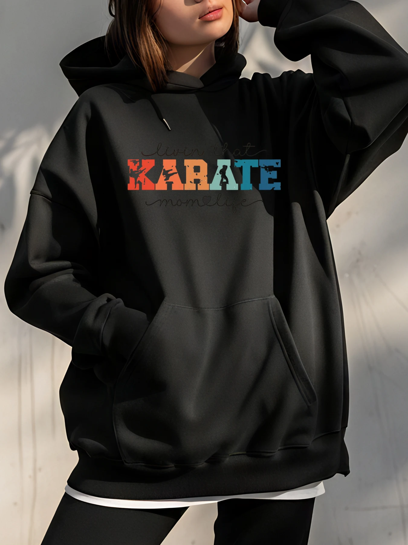

Толстовка с капюшоном для каратэ, красочный принт каратэ, унисекс, толстовка большого размера, уличная одежда, повседневная одежда для любителей каратэ и мам