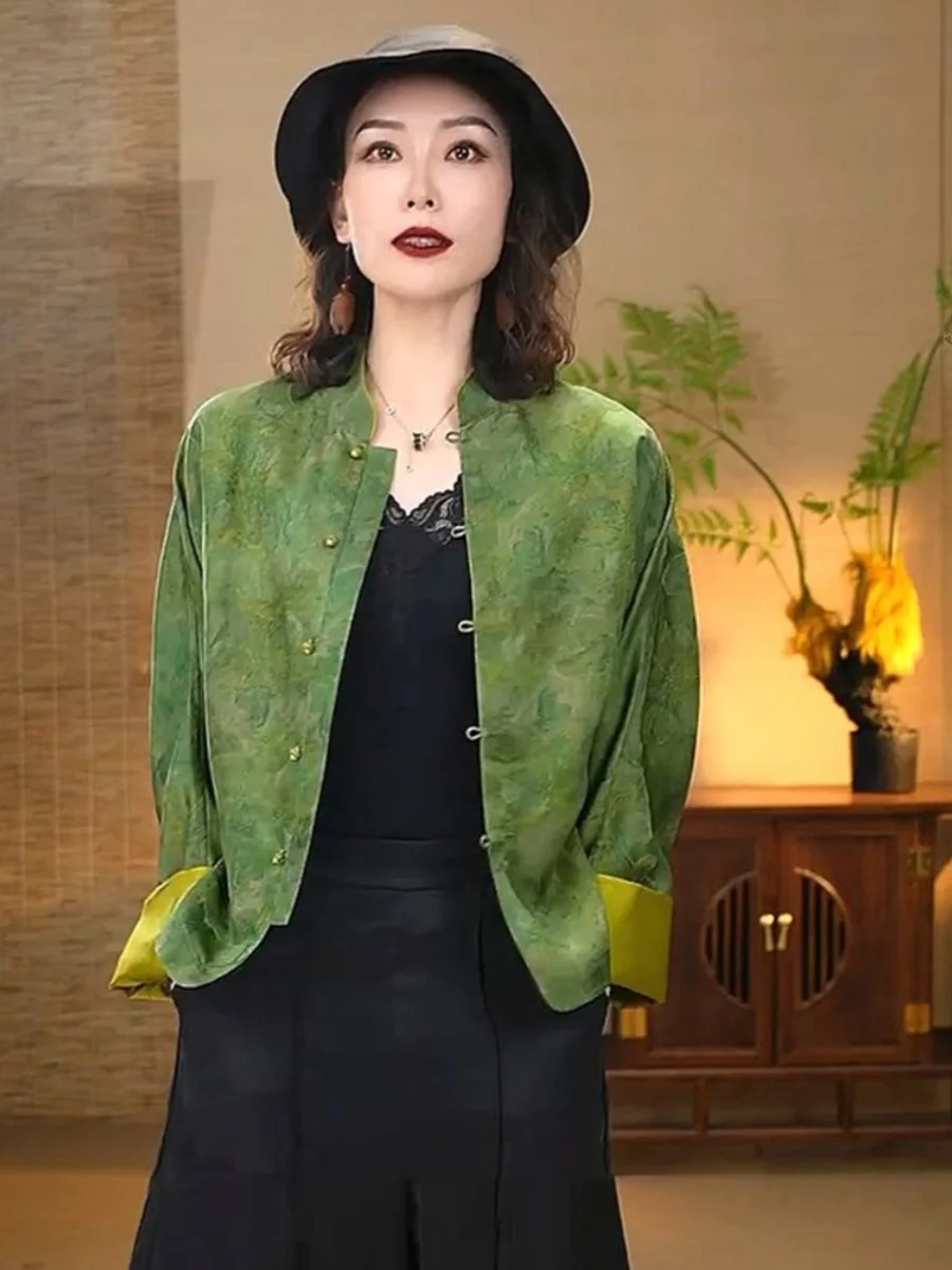 

New Chinese Style Women's Short Outerwear Collar Shirt Embroidered Button up Luxury High End Feel Spring 2024 Commute Straight