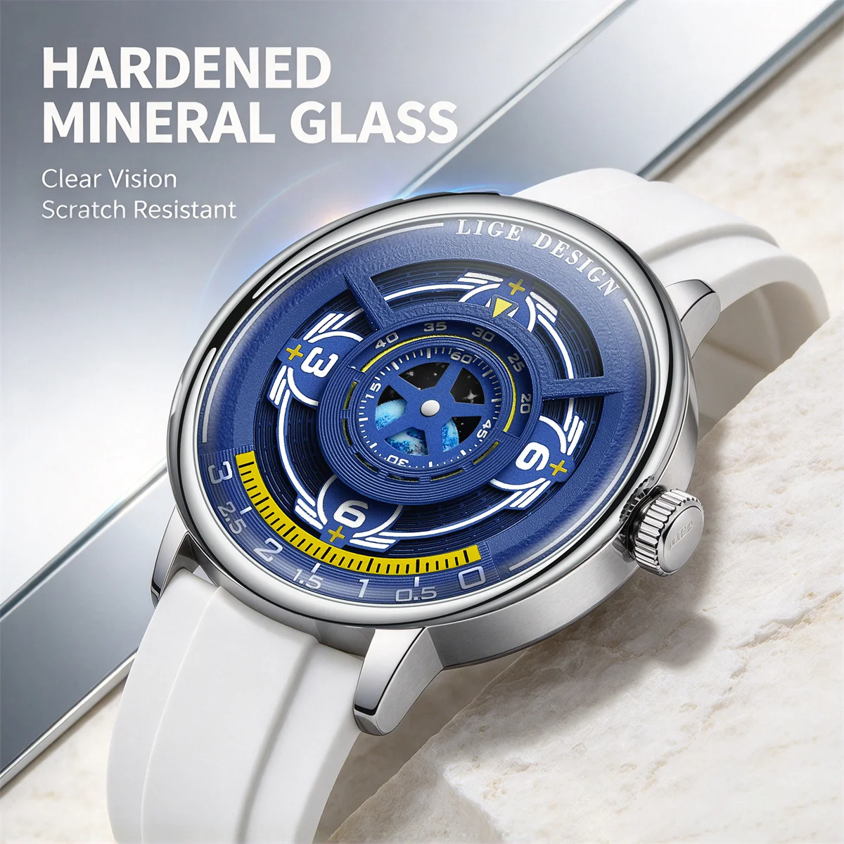 LIGE Unique Men's Quartz Watch Creative Fashion Waterproof Planet Pointer Cool Silicone Men's Luxury Watch reloj