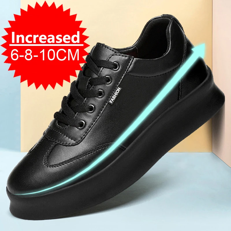 New White Men Casual Sneakers Outdoor Platform Runing Shoes Breathable Men Sport Shoes Light Walking Shoes 10cm Increasing Shoes
