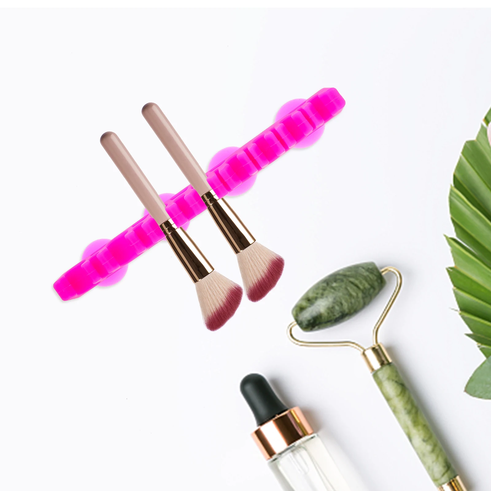 

1Pcs Brush Holder Silicone Multi-Slot Drying Rack Compact Suction Cup Makeup Tool Organizer Storage Stand Shelf