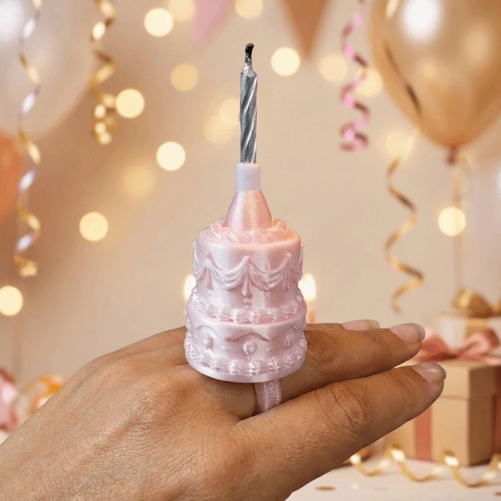 Romantic 3D Cake Ring Candle Holder European Style Silk Finish Birthday Cake Ring Plastic Cute Mini Cake Candle Ring Cake Topper