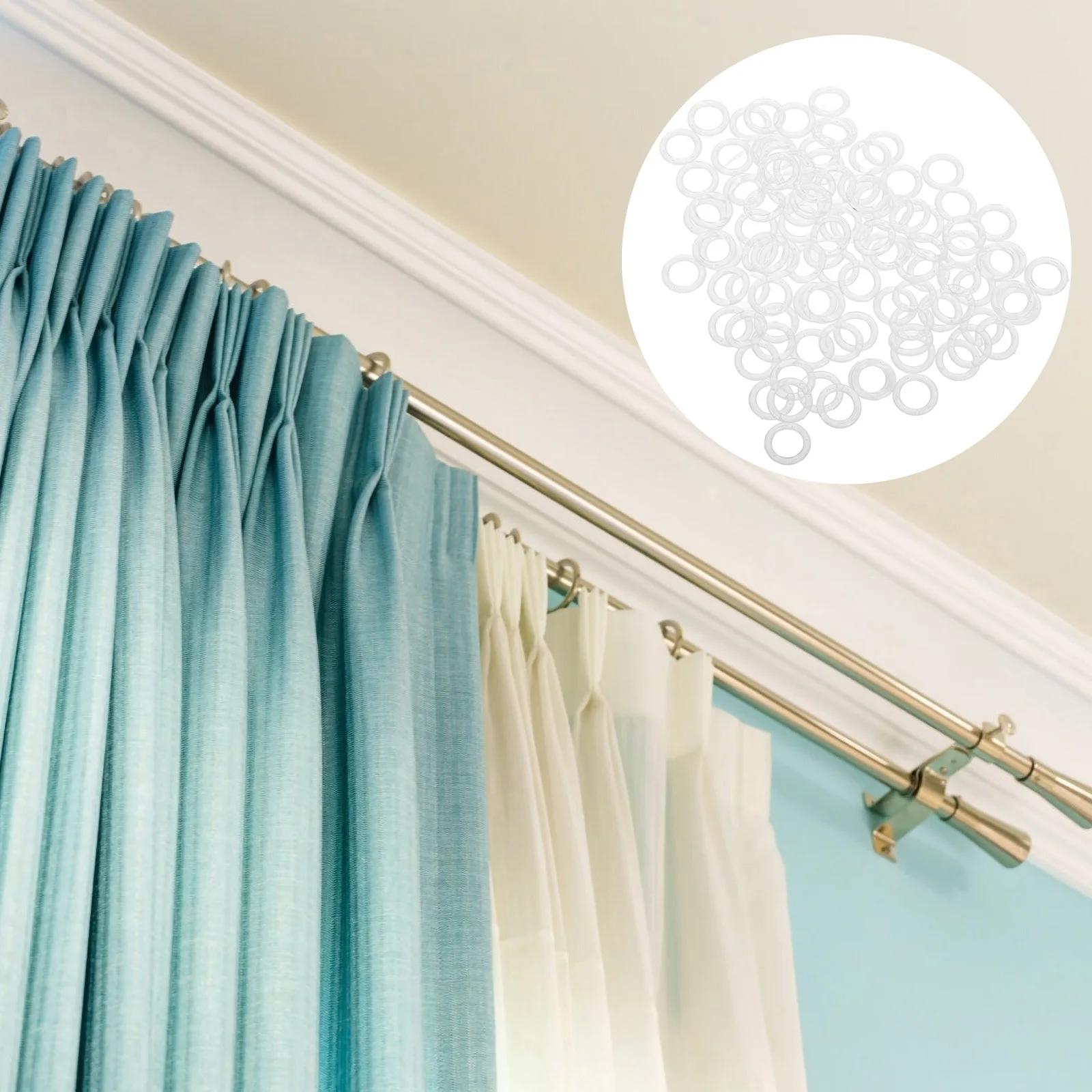 

100Pcs Curtain Rings Accessories Sturdy Clear Plastic Shade Rings for Window Treatments Ceiling Fans Craft Decorations