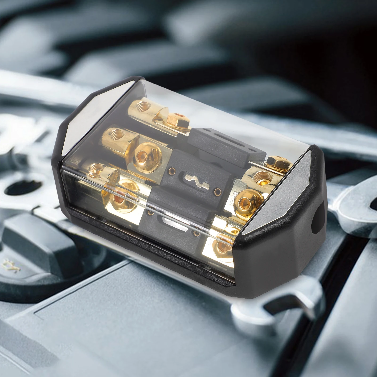 

Car Audio Fuse Box Amp Distribution Block Holder Plastic High Power Output Easy Install Speaker Upgrade Modification