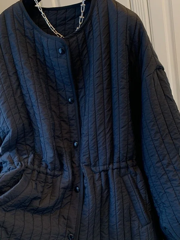 エレラウンドネイダウンジャエットルーズカジュアルラージバージョンコットンコートレディースニュースタイルファッショナブル快適ロングスリーブ...