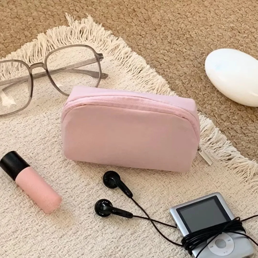 Portable Size Makeup Bag Solid Color Multi-Compartment Travel Organizer Pouch Mini Design Daily Storage Small Item Organizer