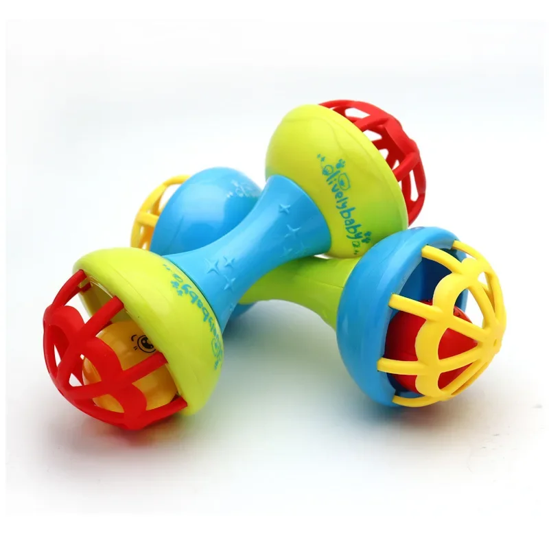 

Soft Gum Teething Bell Double Headed Dumbbell for Newborns Soothing Baby Toys