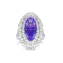 BELLUX Hot Selling 925 Silver Synthetic Zircon Full Diamond 13.5 Carat Purple Gemstone Marquise shape Luxury Ring