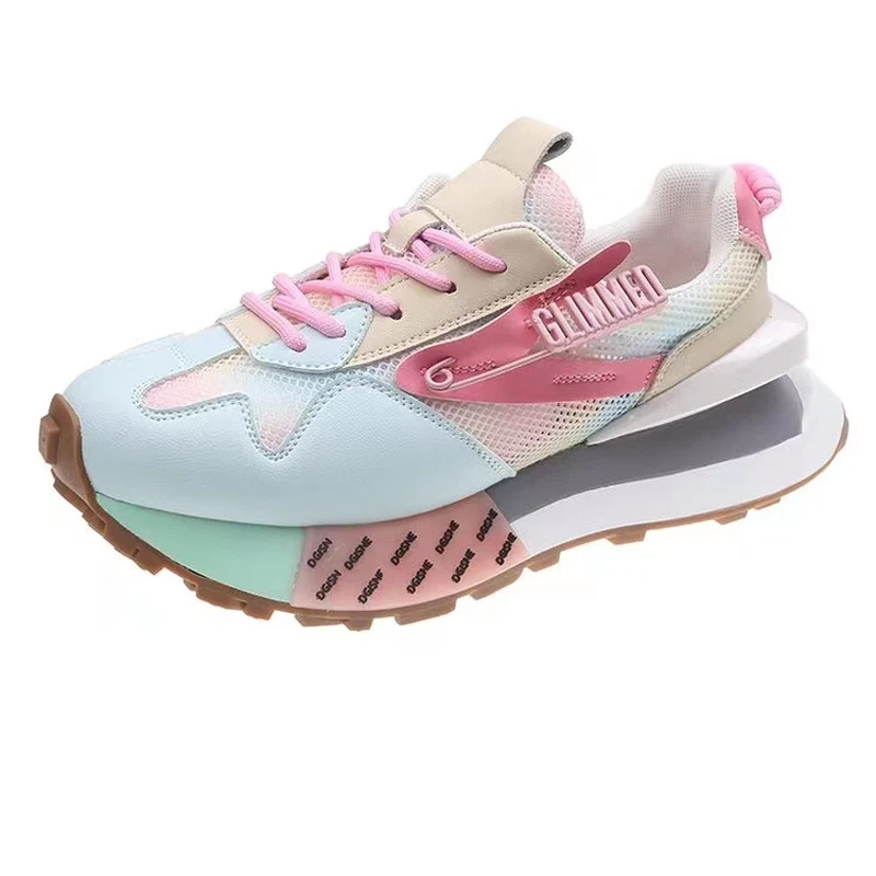 Korea Style 2022 New Color Matching Sneakers Women Shoes Casual Shoes Lace-up Woman Flat with Ladies Shoes Women Sneakers