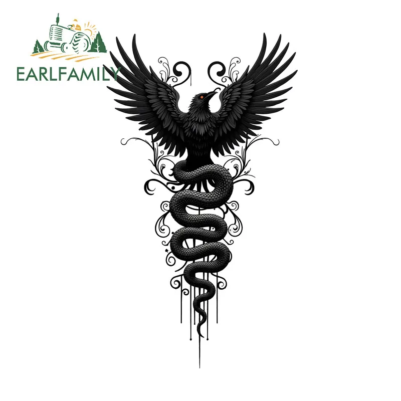 EARLFAMILY Eagel Snake Cartoon Graffiti Car Sticker Motorcycle Suitcase Personality Vinyl Decal Scratch-Proof Car Door Protector