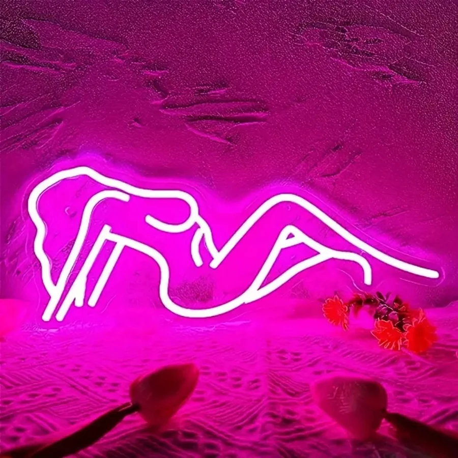 LED Neon Pink Lady Sign -  Decor for Bedroom, Bar, Store