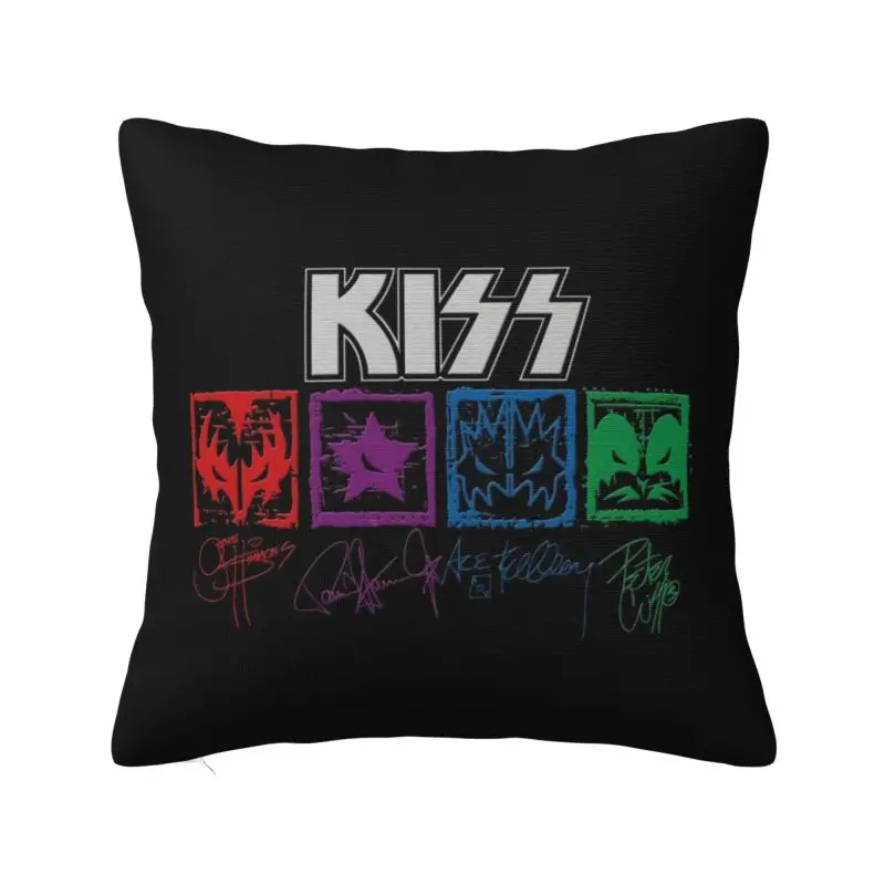 Custom Nordic Style Kiss Rock Roll Cushion Cover 45x45cm Polyester Metal Heavy Band Throw Pillow for Sofa Square Pillowcase