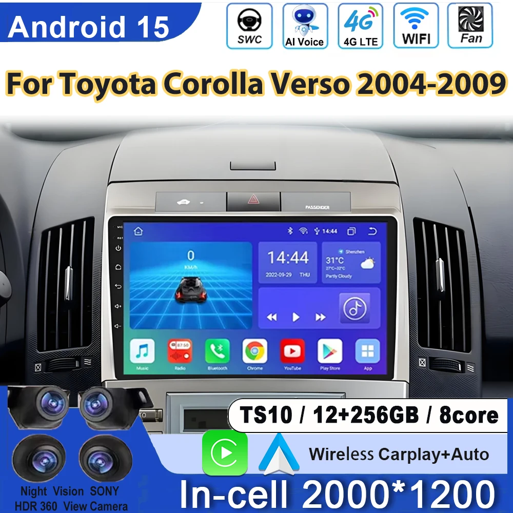 

Android Carplay Auto Car Radio Multimedia Player For Toyota Corolla Verso AR10 2004-2009 Auto radio GPS Stereo No 2din Head Unit