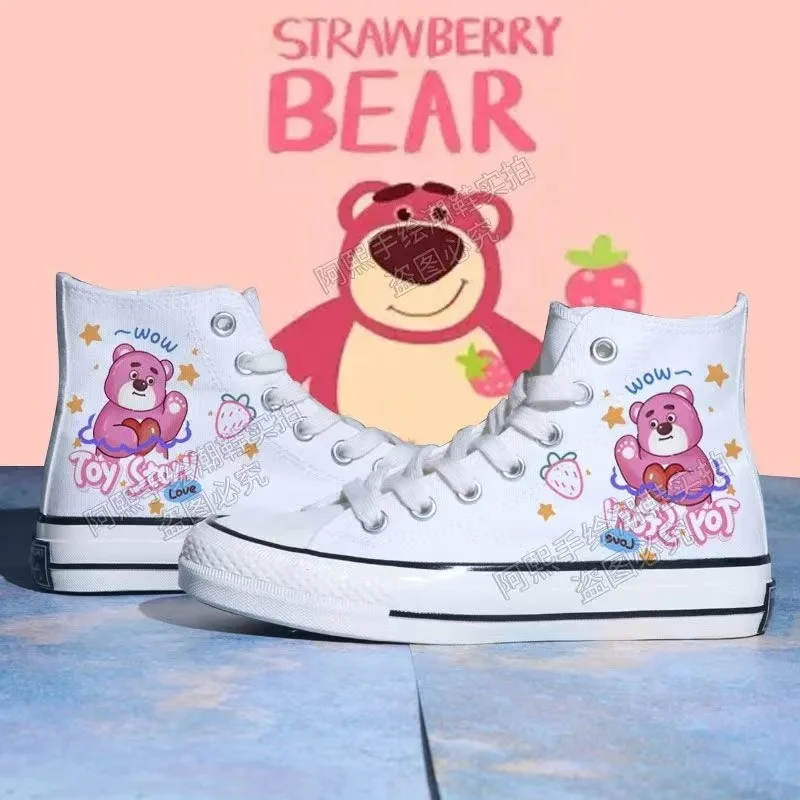 

Lotso Huggin Bear 2025 Autumn new drop shipping Canvas Shoes plus size white and balck man women Board Shoes For Boys And Girls