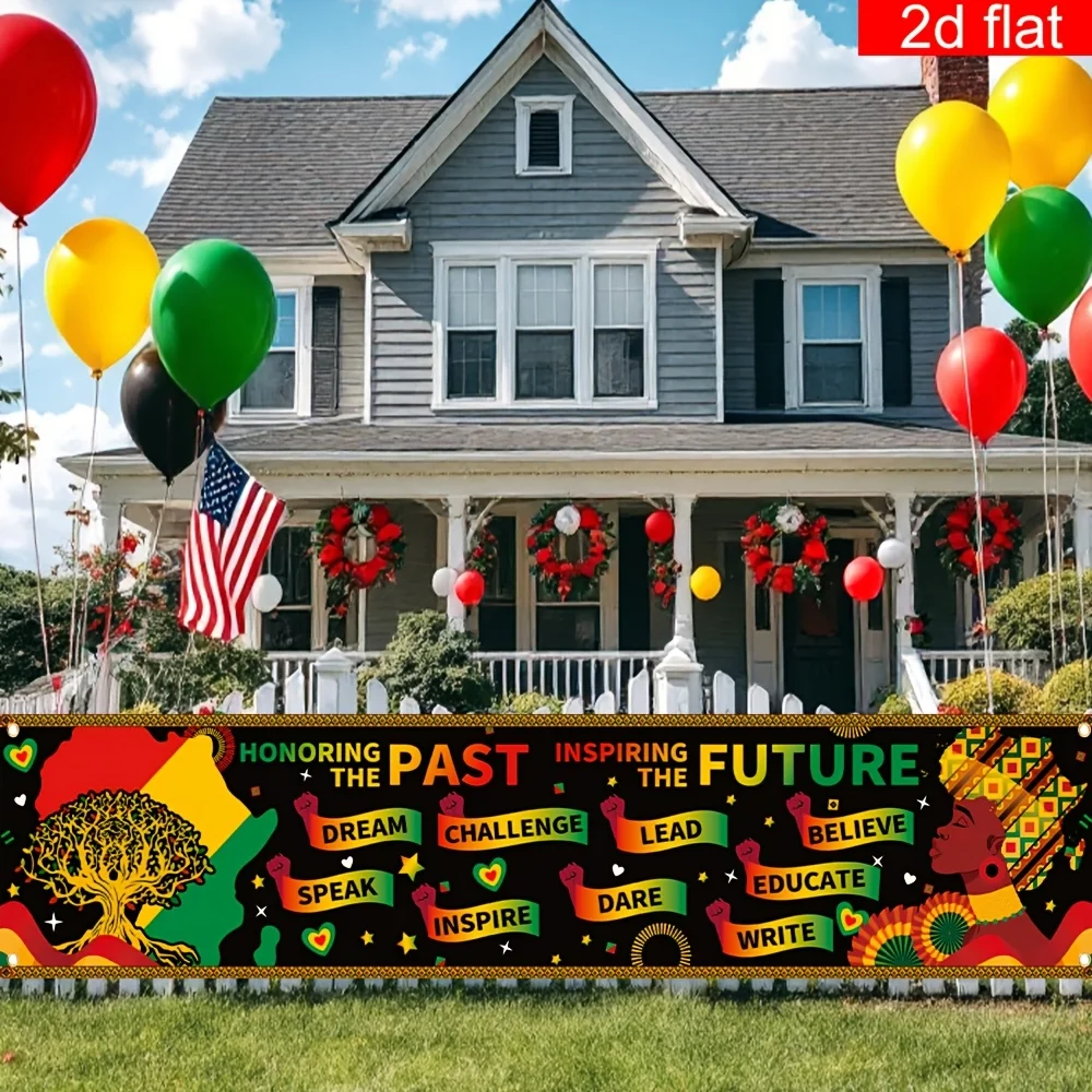 Black History Month Inspiring Slogan Banner - Single Piece Large Rectangular Indoor Outdoor Office Classroom Hanging Backdrop