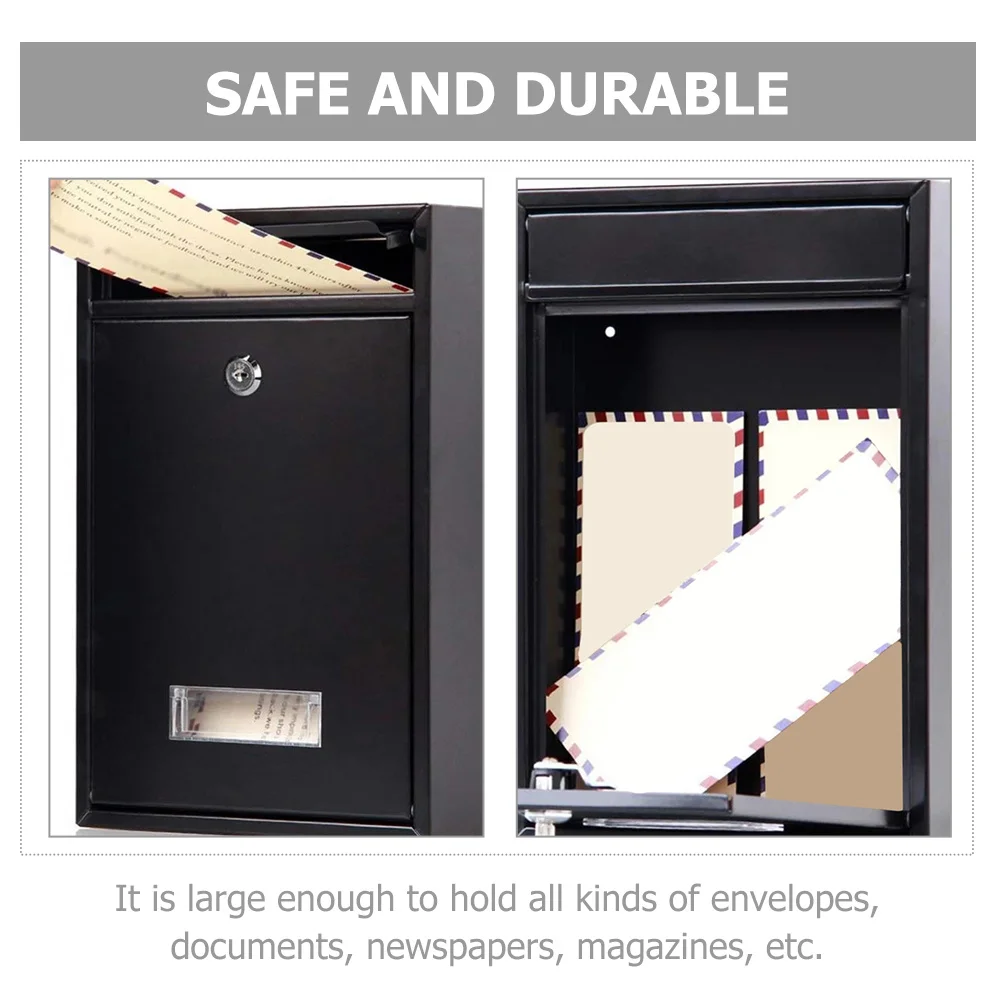 

Metal Mailbox Wall-Mounted Iron Letter Case Large Capacity Outdoor Post Box For Newspapers Magazines Documents Storage