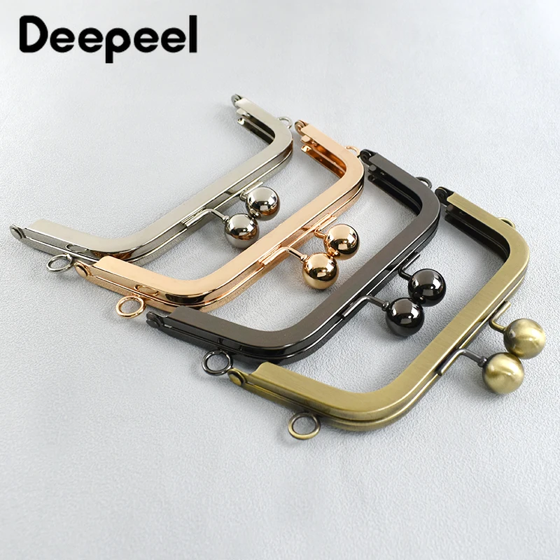 1/2/5 Uds Deepeel 14cm mango de Metal para bolso para bolsos tejidos marco de bolso cierre de beso soportes de costura DIY accesorios para bolsos hechos a mano