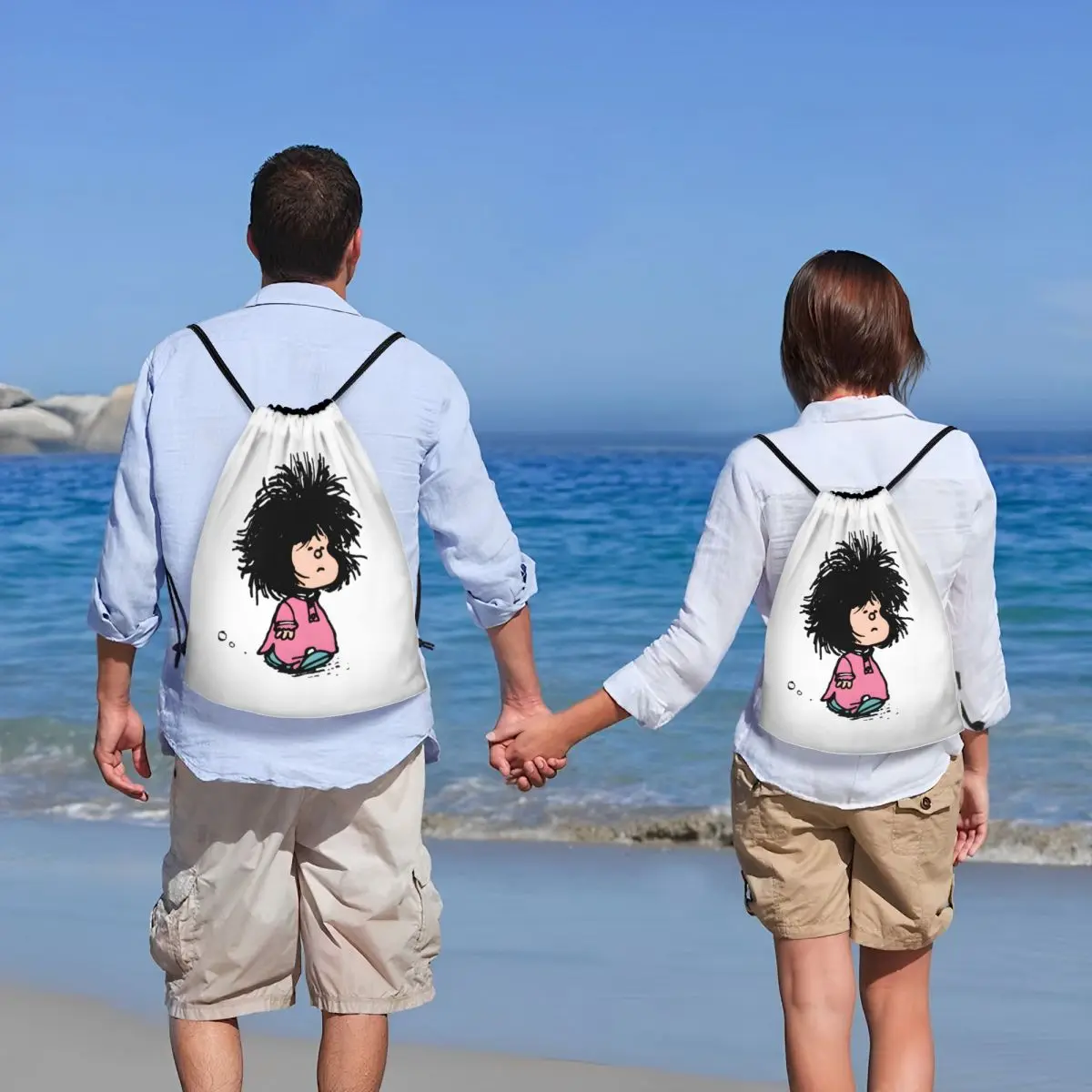 حقيبة ظهر رياضية برباط من Humor Manga Mafalda للرجال والنساء حقيبة تسوق كرتونية كوينو الأرجنتينية