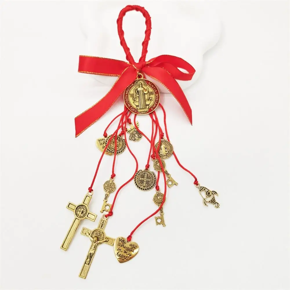 Vintage Saint Benedict Medal Pendant Blessing Alloy Catholic Hanging Ornaments Prayer Catholic San Benito Medalla Cross