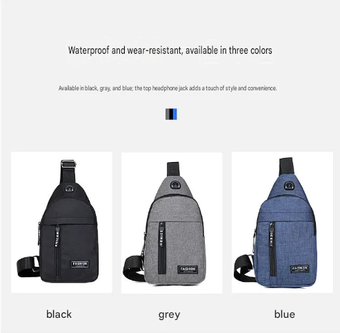 Men's Chest Bag, Crossbody Sling Bag with Adjustable Strap, Shoulder Waist Bag for Daily Travel, Sports and Outdoor Activities