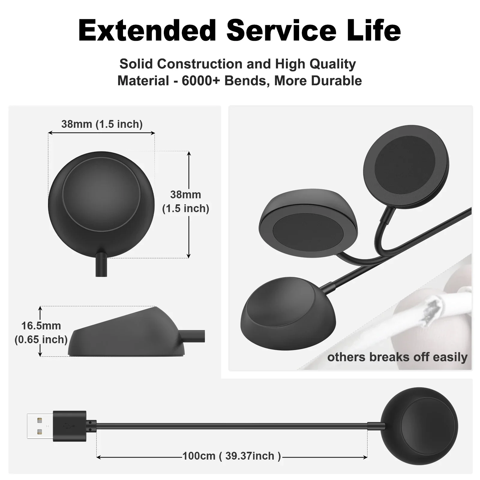 USB Charger For Samsung Galaxy Watch FE 7 6 5 4 40/44mm Magnetic Charging Cable For Galaxy Watch 4 6 Classic Active 2 Charger