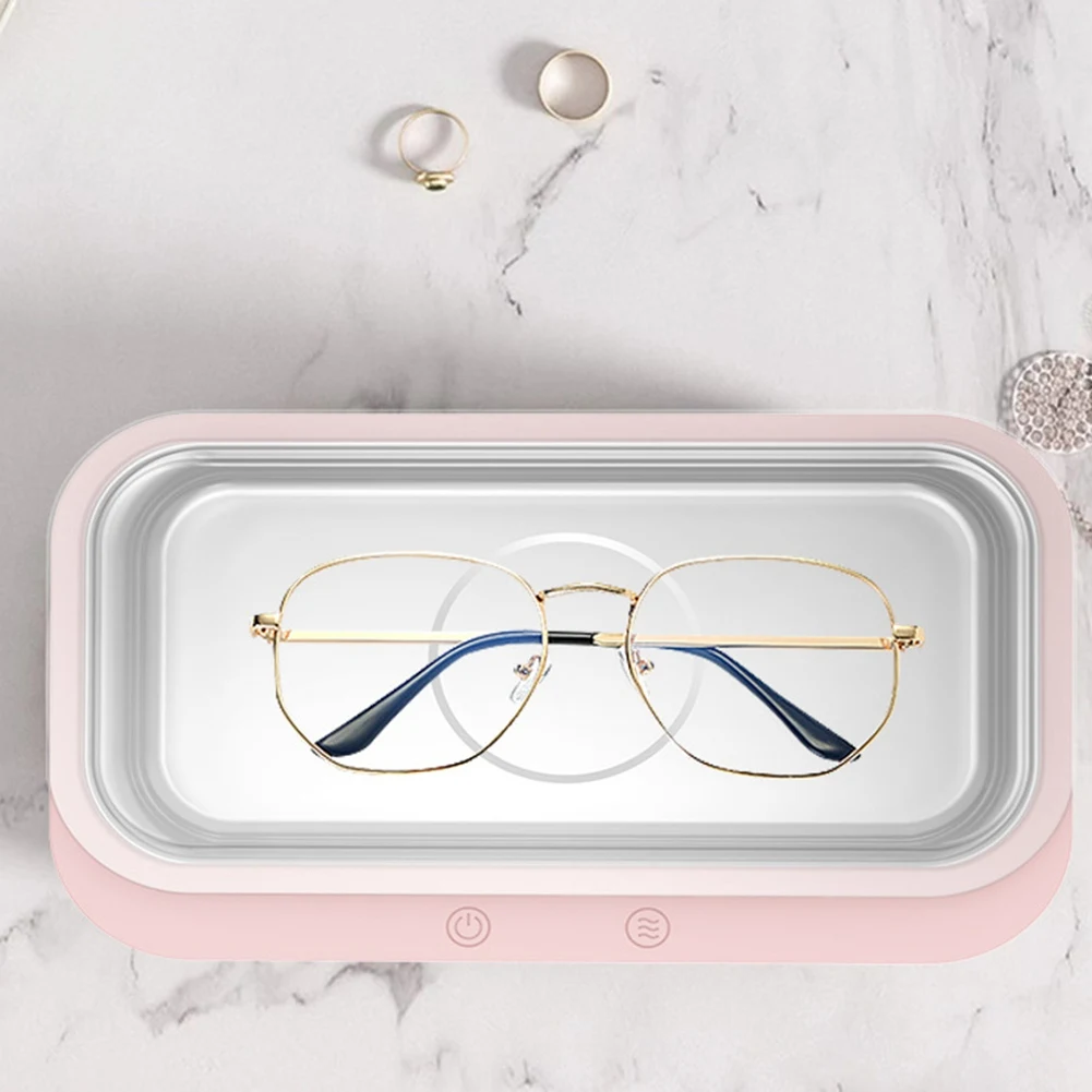 ABHU 1 قطعة منظفات الاهتزاز المحمولة عالية التردد منظف المجوهرات الوردي للمجوهرات والنظارات والخواتم الماس والعملة المعدنية ومشاهدة الاتحاد الأوروبي التوصيل