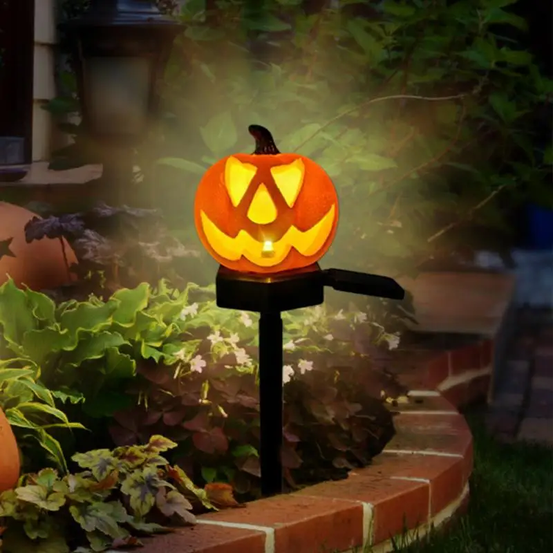 Labu Solar Stake Lampu Halloween luar ruangan dekorasi tahan air halaman tonggak surya meriah dekorasi labu kokoh Solar