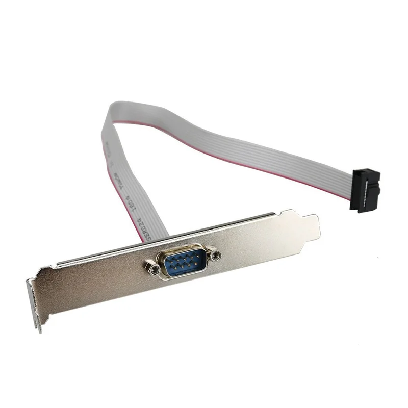 RS232 Serial D-Sub DB9 9Pin Male to IDC 10Pin Female Ribbon Cable  Full-hight bracke 0.28m