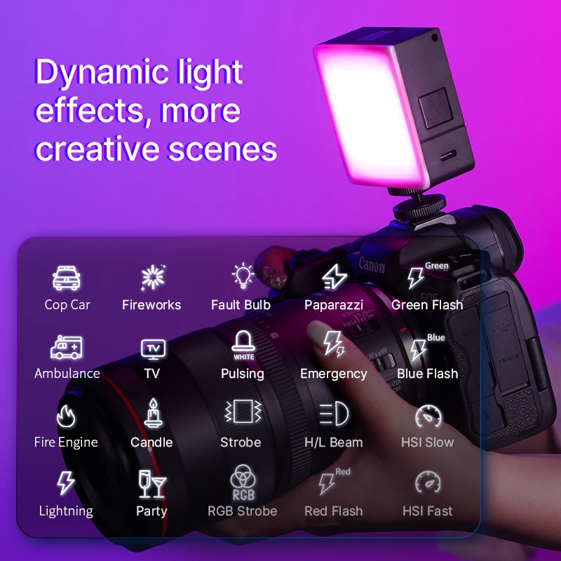 تحديث Ulanzi VL49 RGB PRO الفيديو الضوئي 2500K-9000K LED ضوء الكاميرا 2500mAh بطارية قابلة للشحن العسل الناشر ل Vlog