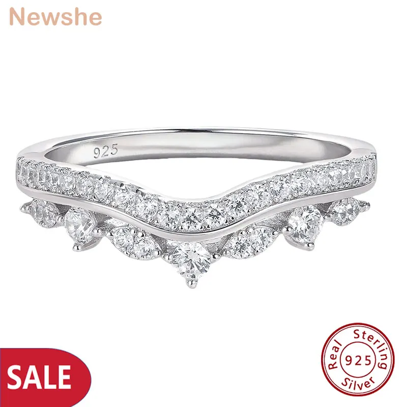 

Обручальное кольцо Newshe из стерлингового серебра 925 пробы для женщин, кольца Half Eternity AAAAA с кубическим цирконом, распродажа