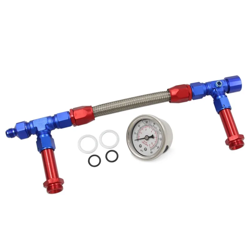 Generic Braided Fuel & Oil Cooler Line Assembly, 7/8"-20 Thread AN8 Hose with AN6 Adapter Fittings, 1 Set