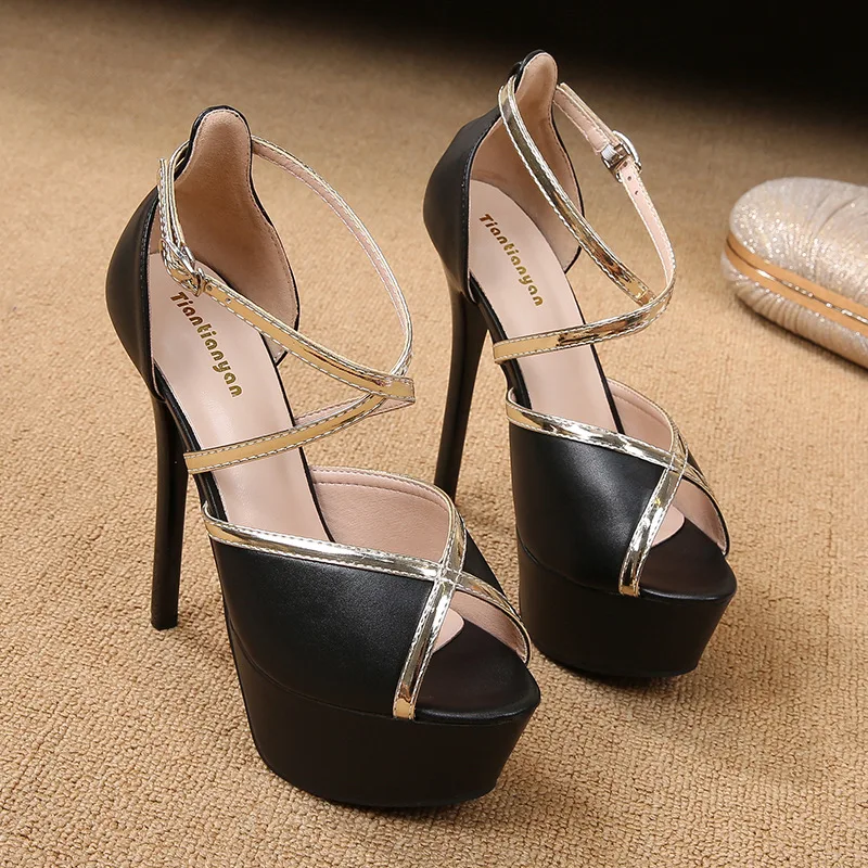 2022 Girls Shoes Summer New Fashion Fish Mouth Women's Sandals Waterproof Platform High Heels 14cm Wedding Banquet Ladies Pumps