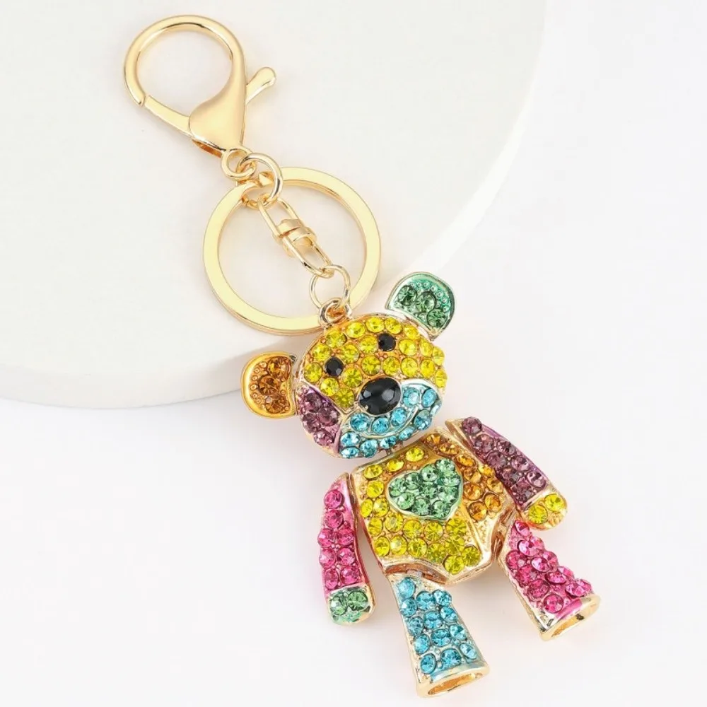 

Fashion Creative Rhinestone Key Chain Glitter Cute Bear Pendant Keychain Luxury Backpack Bag Pendant Gifts
